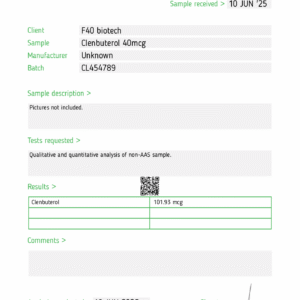CLENBUTEROL 80MCG x 50 – F-40 BIOTECH GERMANY [STRONG BATCH] (Qualitative and quantitative analysis second image) - Image 2