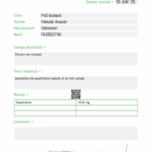 Female Anavar 10mg x 50 – F-40 Biotech Germany (Qualitative and quantitative analysis second image) - Image 2