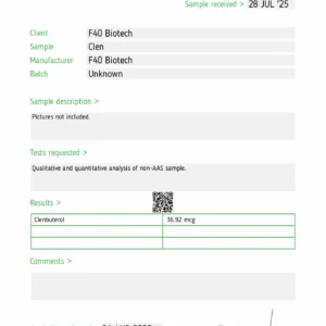 CLENBUTEROL 80MCG x 50 – F-40 BIOTECH GERMANY [STRONG BATCH] (Qualitative and quantitative analysis second image) - Image 3