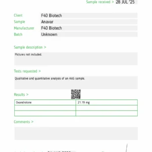 ANAVAR 20mg – Qty : 50 – F-40 Biotech Germany (Qualitative and quantitative analysis second image) - Image 3