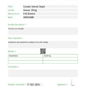 ANAVAR 20mg – Qty : 50 – F-40 Biotech Germany (Qualitative and quantitative analysis second image) - Image 2