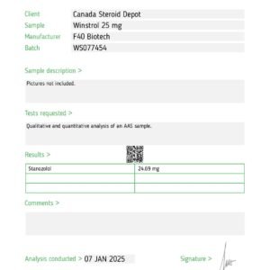 WINSTROL 25mg – Qty : 50 – F-40 Biotech Germany (Qualitative and quantitative analysis second image) - Image 2